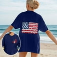 thumbnail image 2 of Wyobmus Women Graphic PrinT-Shirt Oversized American Flag Tee Shirt Short Sleeve Loose Fit Summer Beach Tops A-Blue, 2 of 4