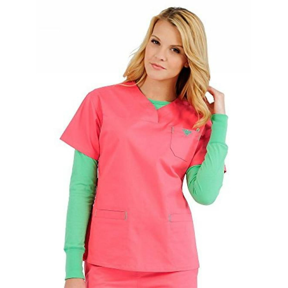 Med Couture MedCouture Women's Sport Neckline Scrub Top, Apricot/Key