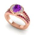 thumbnail image 2 of Diamond-Capitals 2.35 Carat Unique Oval Cut Amethyst & Red Ruby Gemstone Wedding Ring for Fiancee 18K Rose Gold Size 4, 2 of 8