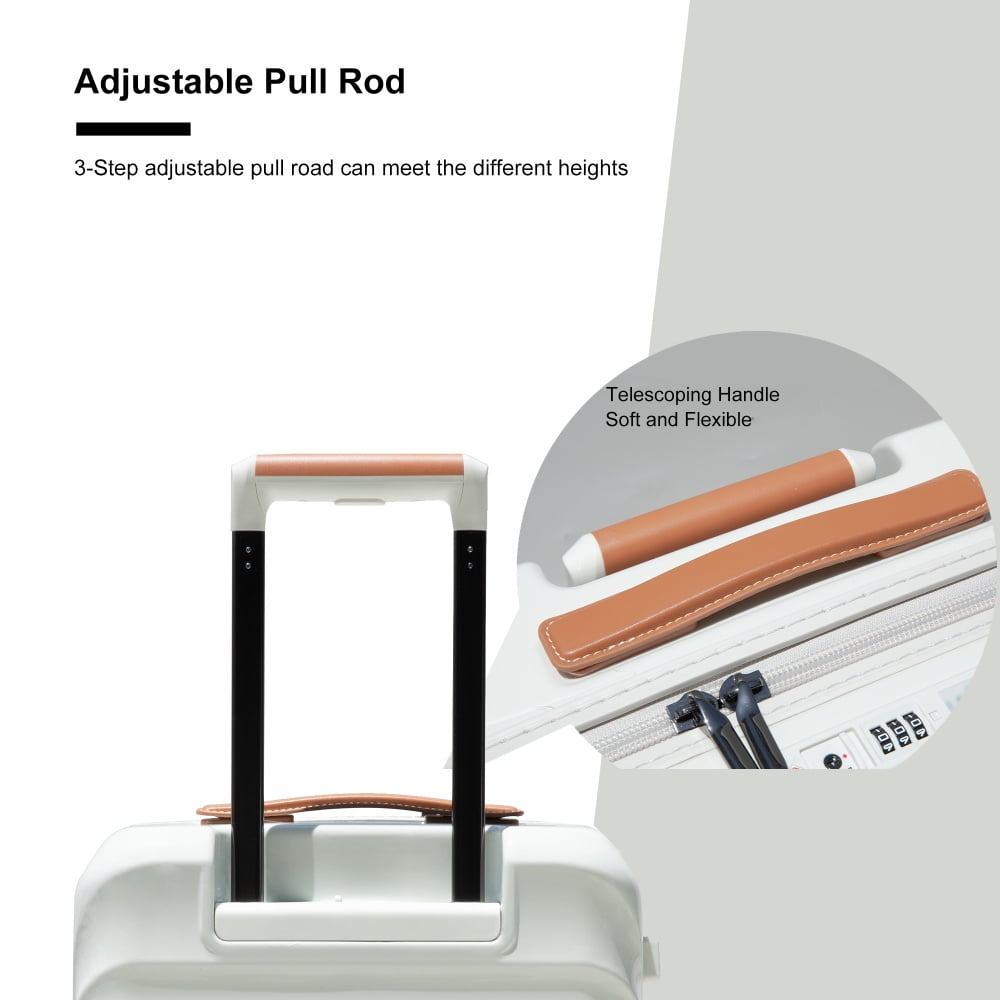 Yougu 24" Carry on Luggage Lightweight Suitcase TSA Lock USB,White