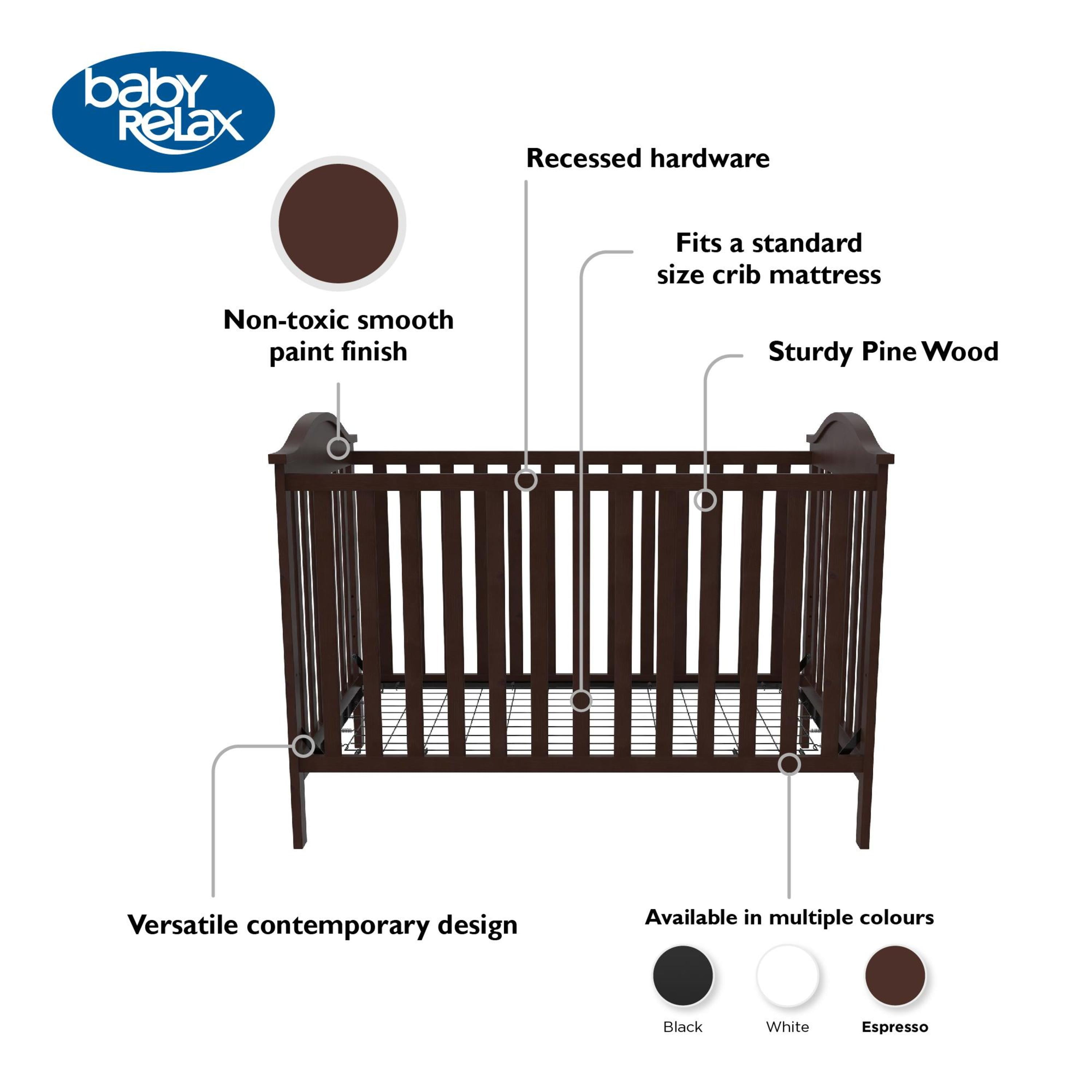 Baby Relax Adele 3-in-1 Convertible Crib, Espresso