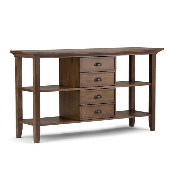 Simpli Home Redmond 54W Open End Console Table with 4 Drawers and 4 Shelves