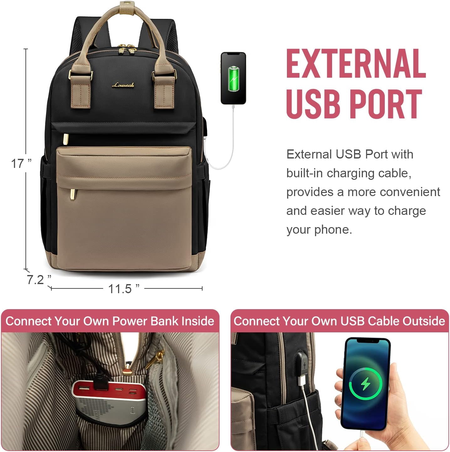 Lovevook Backpack Purses for Women,Vintage Women Teacher Laptop Backpack Nurse Bag, Multi-Function Work Travel Daypacks College Book Bag with USB Port