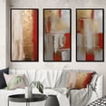 thumbnail image 1 of Designart "Lunar Redemption Abstract in Gold and Red I" Abstract Painting Framed Wall Art Set Of 3 - Gold Modern Frame Gallery Wall Set For Home Decor, 1 of 6