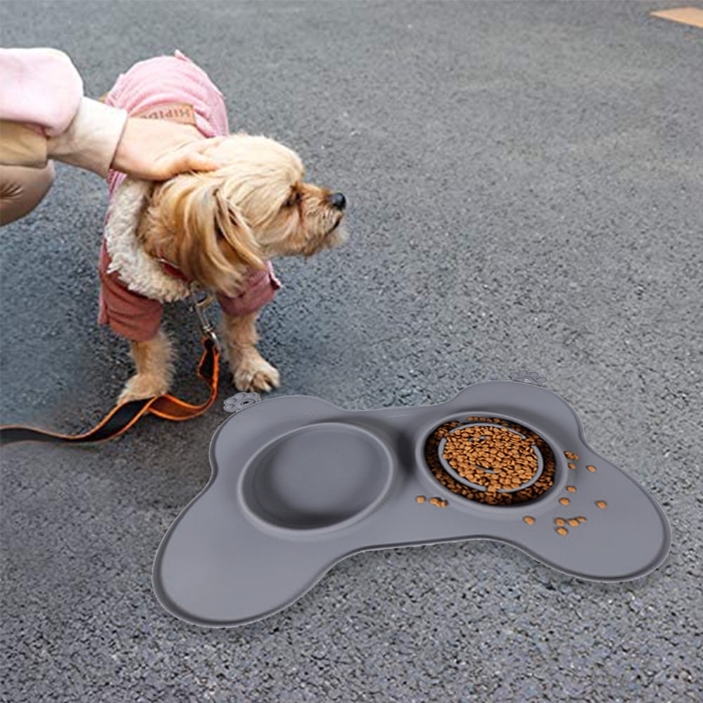 Elevated Dog Bowls Set with Dog Slow Feeder Bowl, Silicone Mat and Carry  Dog Bowls, Dog Dishes Puzzle Dog Feeder with Spill Proof Mat for Puppy and