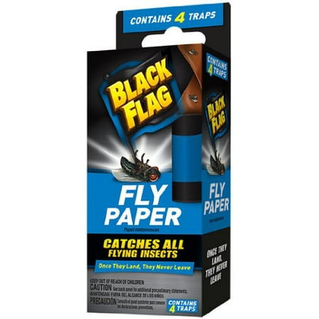 2 Pack - Black Flag Fly Paper, Catches All flying Insects - Contains 4 (Best Way To Catch Flies)