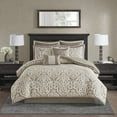 thumbnail image 4 of Madison Park Cal King Size 8-Piece Comforter Set, Jacquard Bed in a Bag Set, Bedding Set with Sheets and Decor Pillows, Tan/Ivory, 4 of 5