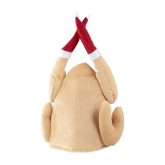 Roasted Turkey Hat Thanksgiving Plush Turkey Costume Funny Hat Thanksgiving Holiday Party Favors Supplies, 12x16in