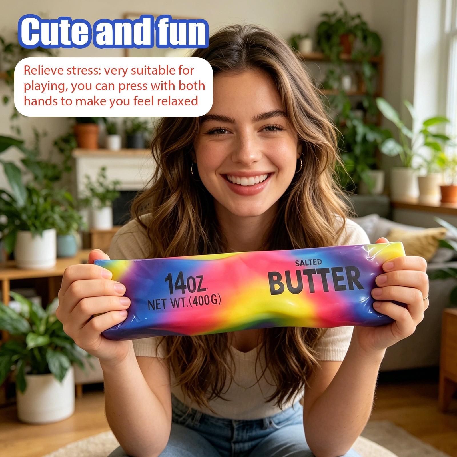 Jumbo Butter Squishies 14oz Butter Stick Squishy , Squeezy Butter Shape Stress Ball Slow Rising Food Fidget Toy for Stress Relief & Anxiety Relaxation 2026 (Colorful)