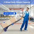 thumbnail image 5 of Folding Hand Truck with Brakes, 2 in 1 Dolly Cart with 4 Wheels, Retractable Handle Luggage Cart, Max Capacity 300 lbs, Include 2 Bungee Cords, for Heavy Duty Moving, Luggage, Shopping, Office, 5 of 8