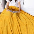 thumbnail image 5 of PAVILIA Soft Fleece Yellow Throw Blanket for Couch, Lightweight Plush Warm Blankets for Bed, Fuzzy Cozy Flannel Blanket Throw for Sofa, Travel, Jacquard Pattern, Mustard Yellow, Twin, 60x80 inch, 5 of 9