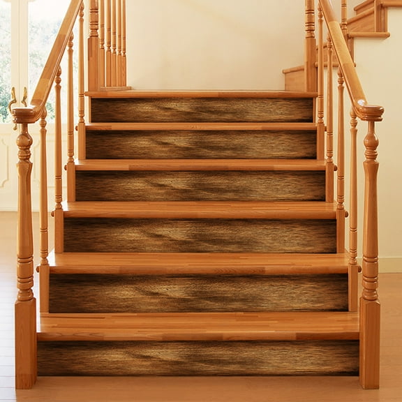 Self Adhesive Stair Stickers, Peel and Stick Vinyl Stair Risers Staircase Murals Decals Sticker Decor for Steps, 39.37"x7.09", Faux Rustic Wood