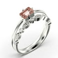 thumbnail image 3 of Beautiful Minimalist 1.20 Carat Baguette Cut Morganite And Diamond Moissanite Engagement Ring, Classic Wedding Ring in 925 Sterling Silver With 18k White Gold Plating, Bridal Set, Matching Band, 3 of 3