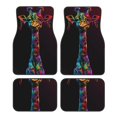 thumbnail image 1 of Honeii Neon Psychedelic Giraffe Print Car Foot Mat Four-Piece Set - Front & Rear Universal Car Floor Mats for SUVs, Trucks, Sedans, 1 of 7
