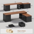 thumbnail image 2 of 70.9" Farmhouse L Shaped Computer Desk with 3 Drawers and Storage Cabinet for Home Office, Study Writing Table with Storage Shelves, 2 of 7
