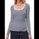 thumbnail image 2 of Camisas de Larga con Cuello Redondo para Mujer, Blusas Informales de Punto Acanalado de Corte Ajustado, Camisetas Básicas de Trabajo para Verano y Otoño. Azul Marino M, 2 of 8