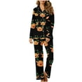thumbnail image 5 of Christmas Pajamas Women 2 Piece Pant Sets Printed Long Sleeve Button Up Shirt and Pjs Bottoms Holiday Outfits, Xmas|G XL, 5 of 5