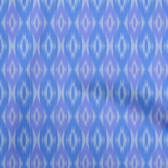 oneOone Cotton Cambric Blue Fabric Ikat Craft Projects Decor Fabric Printed By The Yard 56 Inch Wide
