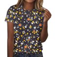 thumbnail image 2 of Fiudx Ofertas de La Semana Blusas de Cuello Redondo para Mujer Camisetas de Manga Corta Top Estampado, 2 of 4