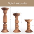 thumbnail image 7 of Farmhouse Wooden Candle Holders for Pillar Candles Set of 3 Rustic Wood Candle Holder Table Centerpiece Decor 12'' 9'' 6'' Vintage Tall Candle Stand Decorative Brown, 7 of 7