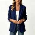 thumbnail image 4 of Women's Lightweight Blazer Open Front Textured Blazer Jacket Long Sleeve Work office Suit Coat with Pocket Fall Casual Outerwear Navy, 4 of 6