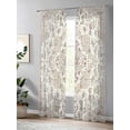 thumbnail image 4 of Sheer Curtains 84 Inches Long 2 Panels Set for Living Room, Beige Boho Semi Sheer Curtains for Windows, Middle Century Ethnic Vintage Abstract Voile Window Treatments Rod Pocket Curtain, 4 of 7