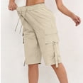 thumbnail image 2 of Dweltoz Cargo Shorts for Women High Waisted Casual Long Shorts with Multi Pockets Travel Lightweight Knee Length Outdoor Long Jorts,Beige M, 2 of 6