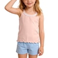 thumbnail image 5 of WAVSUF Girls Cami Tank Tops Crew Neck Sleeveless Ruffle Hem Kids Summer Casual Daily Underwear Pink Size 6, 5 of 10