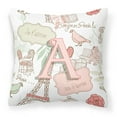 thumbnail image 2 of Carolines Treasures CJ2002-PW-Parent Letter Love in Paris Pink Canvas Fabric Decorative Pillow CJ2002  multicolor, 2 of 3