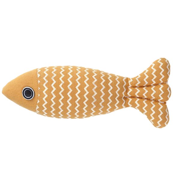 Interactive Playing Cat Toy Built-in Catnip Fish Throw Pillow Appealing Bite Scratch Resisting Simulated Boredom for Living room and home Yellow
