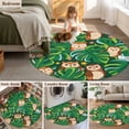 thumbnail image 5 of Round Rug 5Ft Washable Non-Slip, Summer Owls Circle Area Rugs for Living Room Bedroom, Green Palm Leaves Tropical Plants Indoor Floor Mats Carpet Runner for Home Decor Aesthetic, 5 of 8