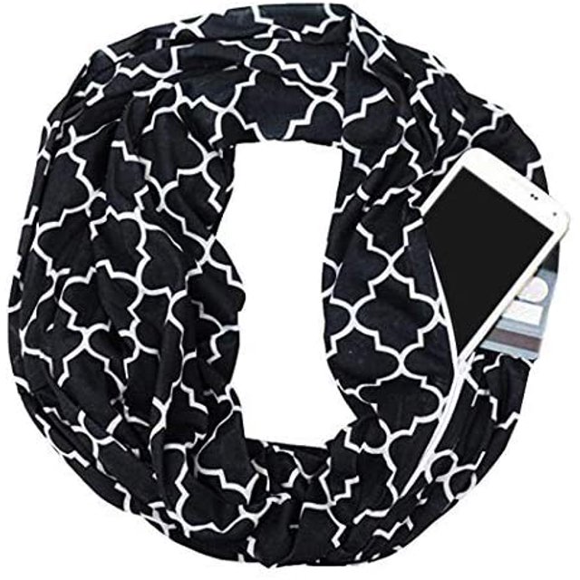 Bufanda de bolsillo Bufanda infinita con bolsillo con cremallera oculta Bufanda de viaje Impresión para mujeres y hombres Adepaton CJWUS-1530