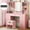 Pink, variant on 47" Large Vanity Desk with LED Lighted Mirror & Power Outlet & 7 Drawers, Makeup Vanity Table Set with Storage Stool and Hair Dryer Rack, White