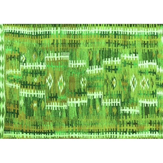 Ahgly Company Indoor Rectangle Southwestern Green Country Area Rugs, 5' x 8'