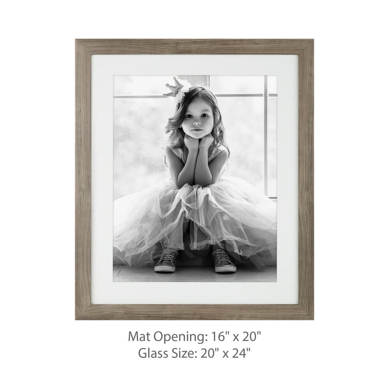 Gallery Solutions 20x24 Matted to 16x20 Wall Mount Gallery Picture Frame  Set, Set of 2, Gray