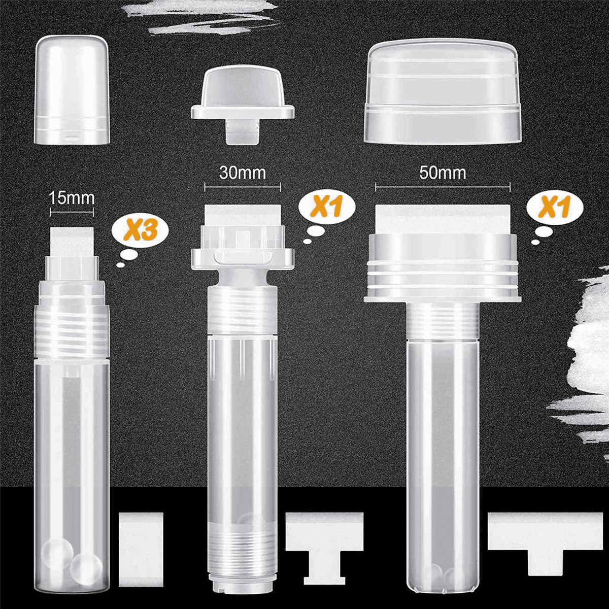 15 Pack Graffiti Markers Refillable Paint Markers Touch Up Paint Pen for with 15 Replacement Tips (50 Mm, 30 Mm, 15 Mm)