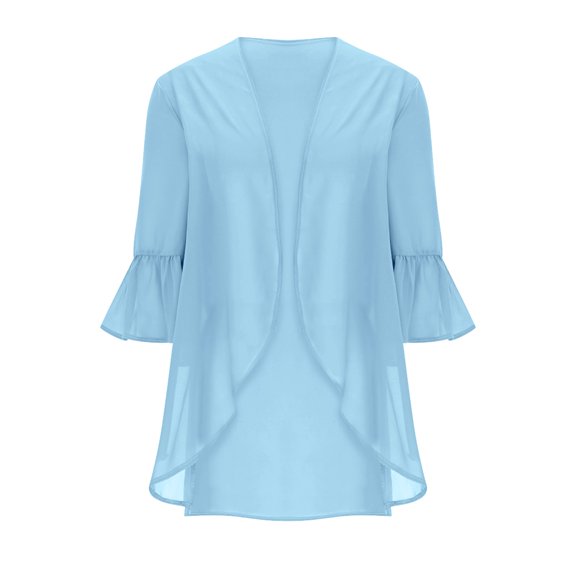 Levmjia Women's 3/4 Sleeve Open Front Cardigan Coat Lightweight Chiffon Summer Fall Party Vacation Cardigan