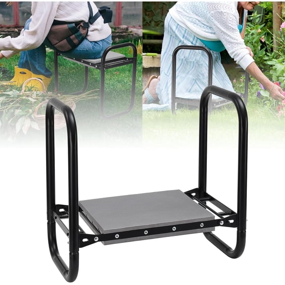 Heavy Duty Garden Kneeler & Seat with Handles - 10" Wide Garden Stool with 2" Thick Comfort Cushion,400lbs Capacity,Foldable Multifunctional Bench for Gardening Yard Work - for Seniors, Women, Men