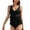 Black, variant on Womens One Piece Swimsuit Ruffle Tiered Tummy Control Modest Bathing Suit Full Coverage Retro Swim Dress Swimwear