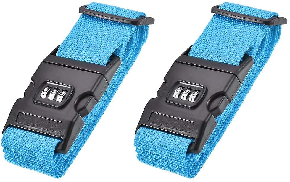 2 Sangles De Voyage à Combinaison Pour Valise - Réglables Et Avec Cadenas - Couleur Bleu Foncé