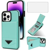 Phone Case for iPhone 15 Pro 6.1 inch Wallet Cover with Screen Protector RFID Slim Credit Card Holder Slot Stand Cell Accessories iPhone15Pro 5G i i-Phone i15 iPhone15 16Pro Women Men Blue