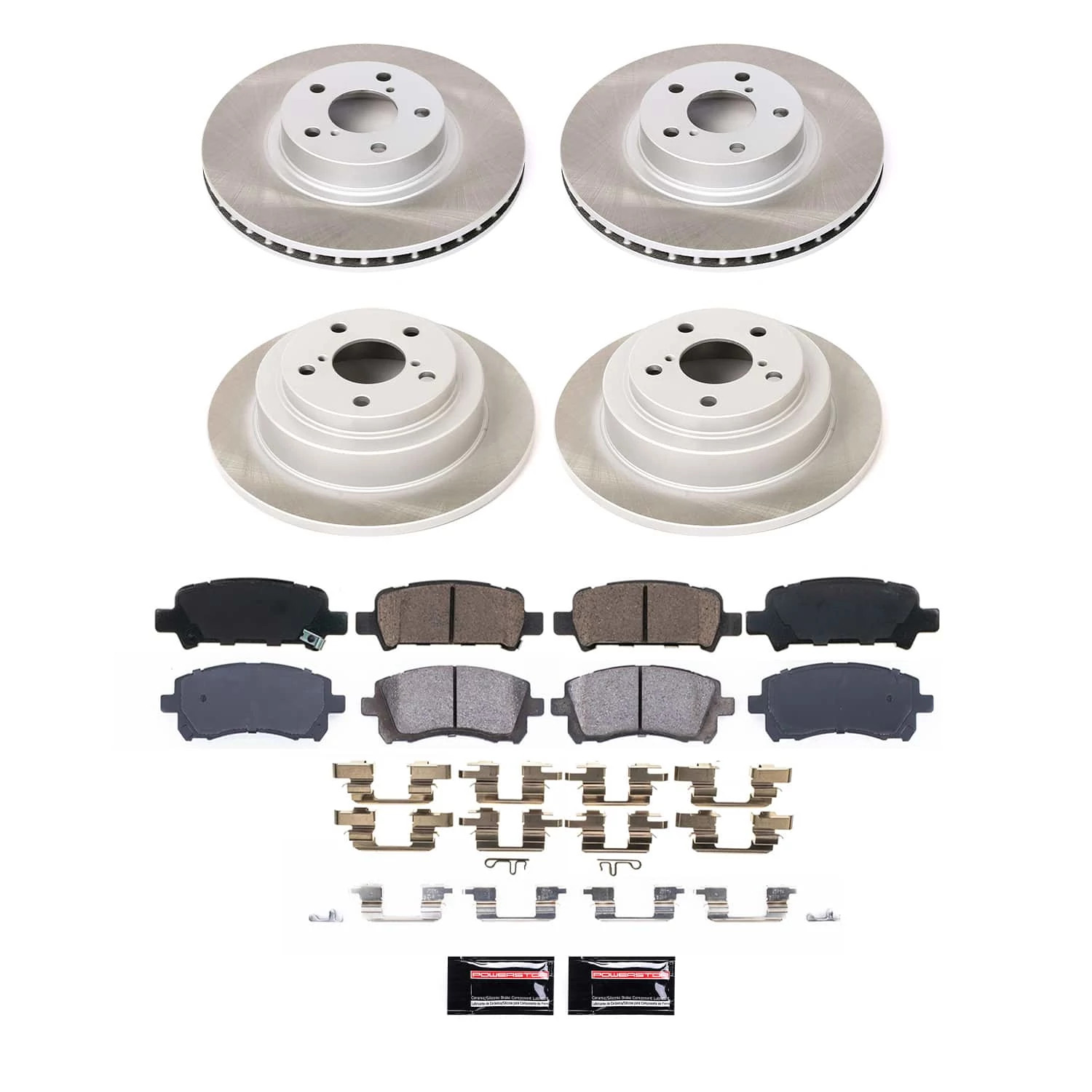 PowerStop Front and Rear Semi-Coated Rotor and Low-Dust Ceramic Brake Pad Kit SC1122