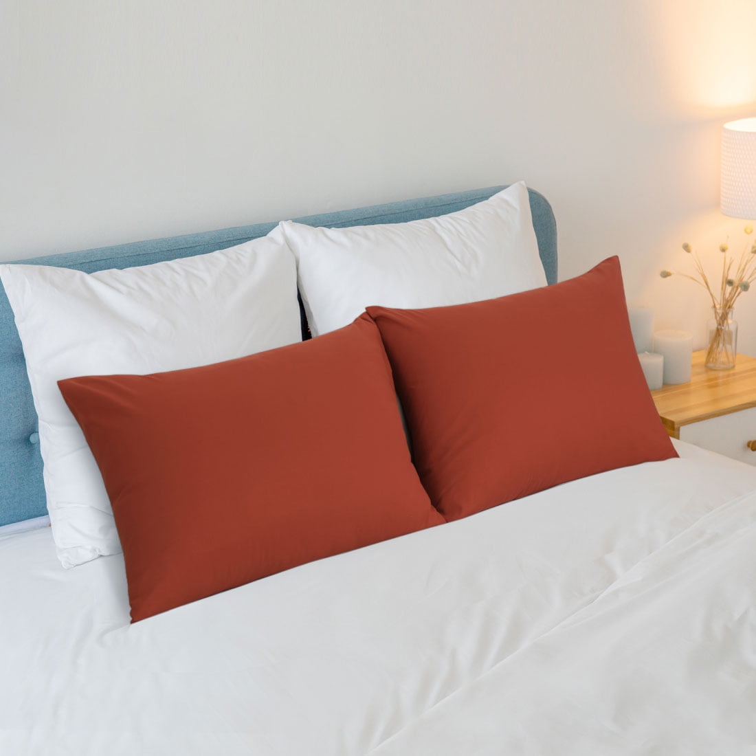 Unique Bargains 2-Piece Soft Microfiber Pillowcases, Queen, Orange
