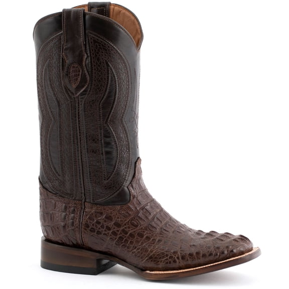 FERRINI Men's Hornback Caiman Dakota Toe Boots, Color: Chocolate, Size: 10.5-D (1049309105D)