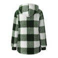thumbnail image 5 of NAZISHW Womens Sherpa Plaid Shacket Hooded Fleece Jacket Fuzzy Open Front Cardigan with Pockets Button Down Outerwear (Green2,L), 5 of 5