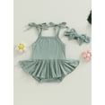 thumbnail image 2 of Faithtur Bébé Filles Robe d'Été Romper Tutu Sans Manches de Couleur Unie Ensembles de Jeux et Bandeau, 2 of 8