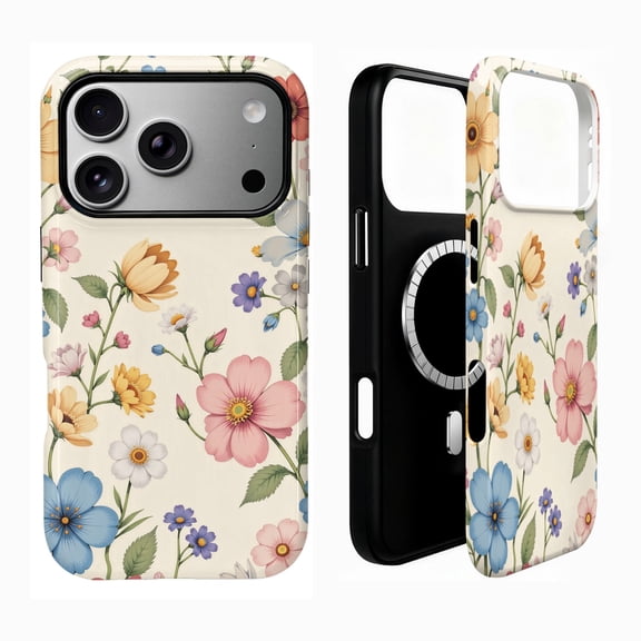 SKLYDDI Cute Pink Floral Case for iPhone 17 Pro Max, Compatible with MagSafe - 195