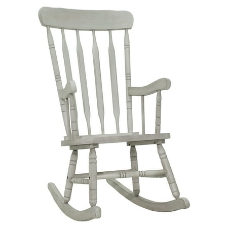 HOMCOM Rubberwood Indoor / Outdoor Porch Slat Rocking Chair - Antique White