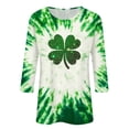 thumbnail image 4 of Jsaierl St Patricks Day Shirts for Women Cute Four Leaf Clover Graphic Tshirts Trendy 3/4 Sleeve Pullover Blouses Irish Outfit Round Neck Dressy Casual Tops, 4 of 4