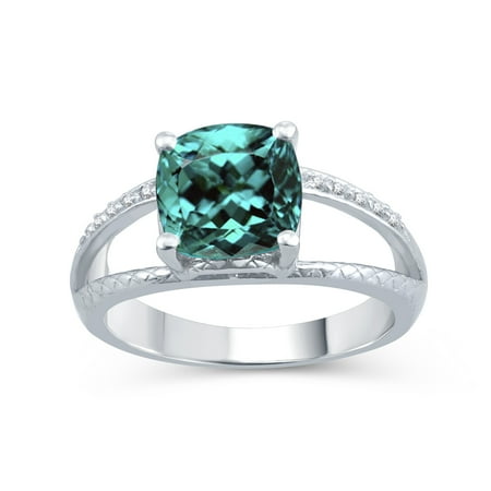 - Sterling Silver with Paraiba Tourmaline and Natural White Topaz Split-Shank Cocktail Ring